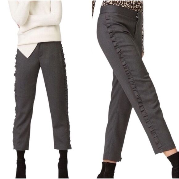 Club Monaco Grey Rotheo Ruffle Trim Pants New Size 4